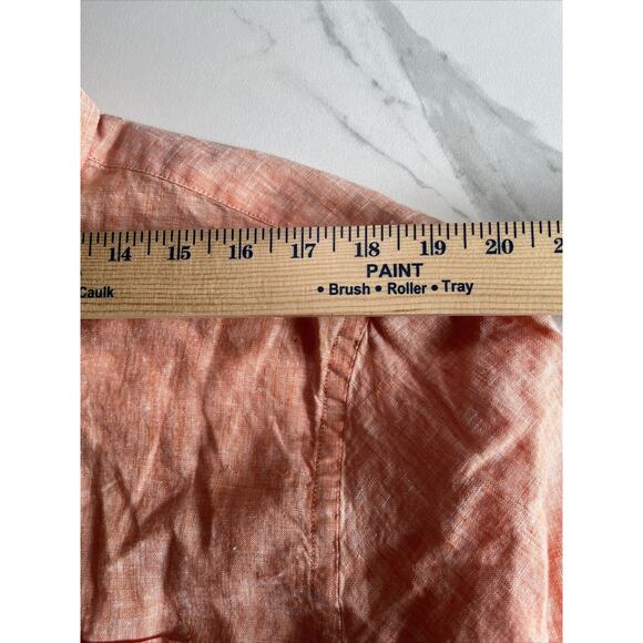 Fynch Hatton Shirt Mens Size Medium 100% Premium Linen Orange Woven Long Sleeve - Picture 7 of 16